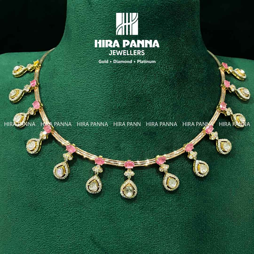 Fancy Kanti Tourmaline Triple Cut Diamond Neckwear