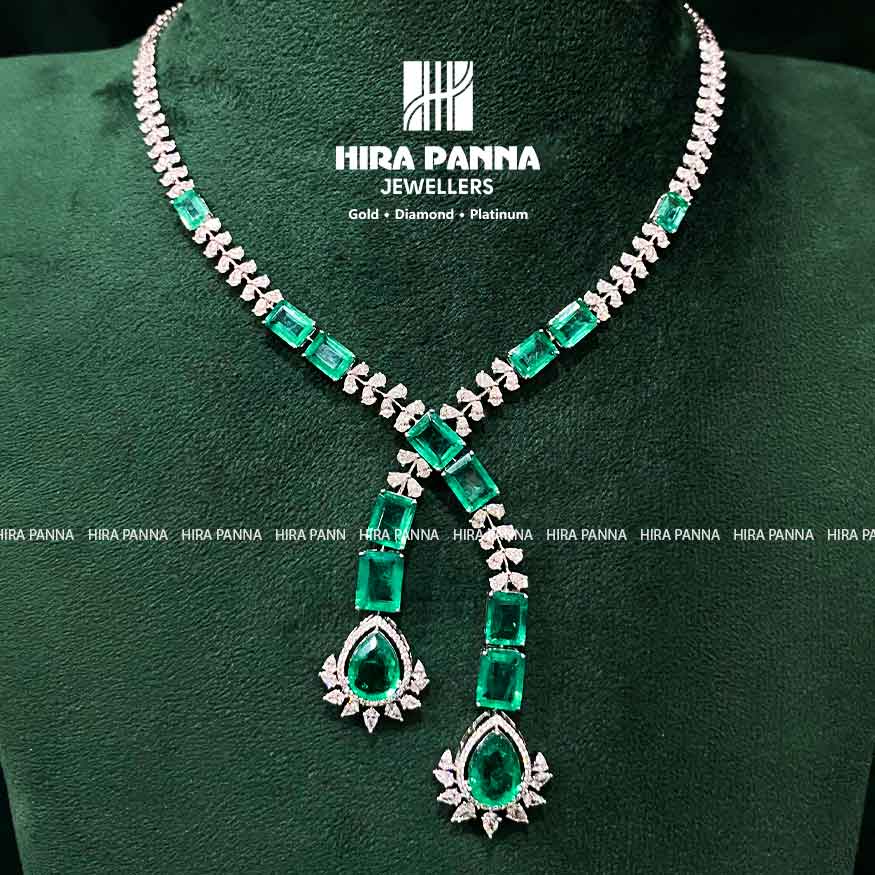 Fancy Open Setting Emerald Diamond Neckwear