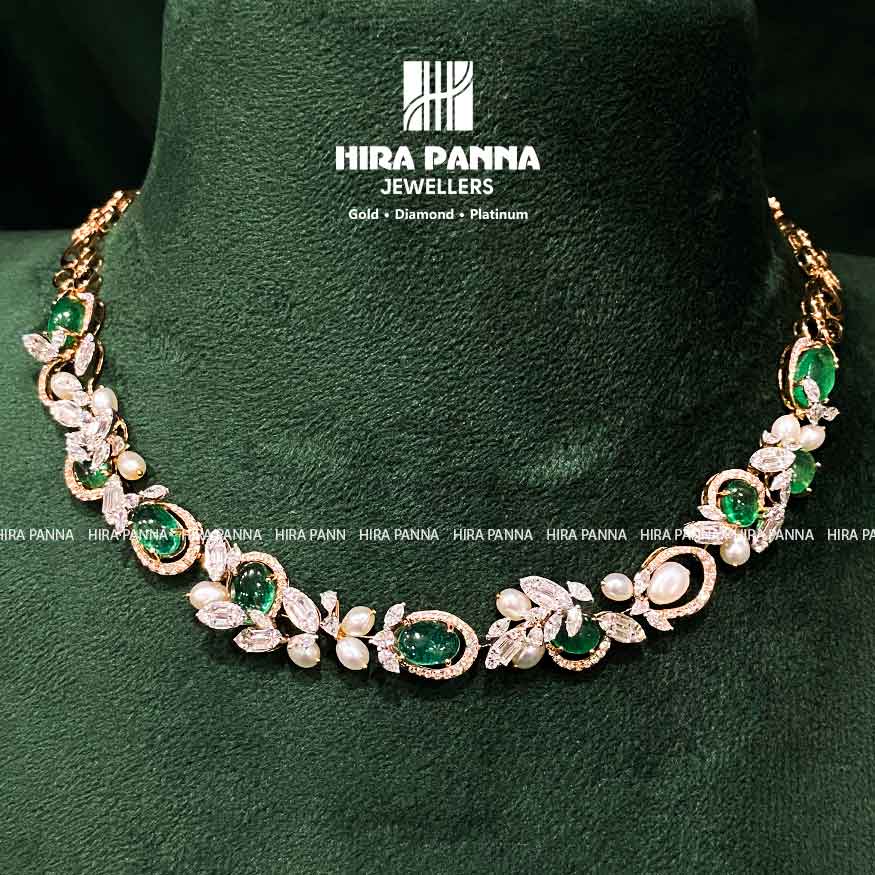 Fancy Open Setting Emerald Diamond Neckwear