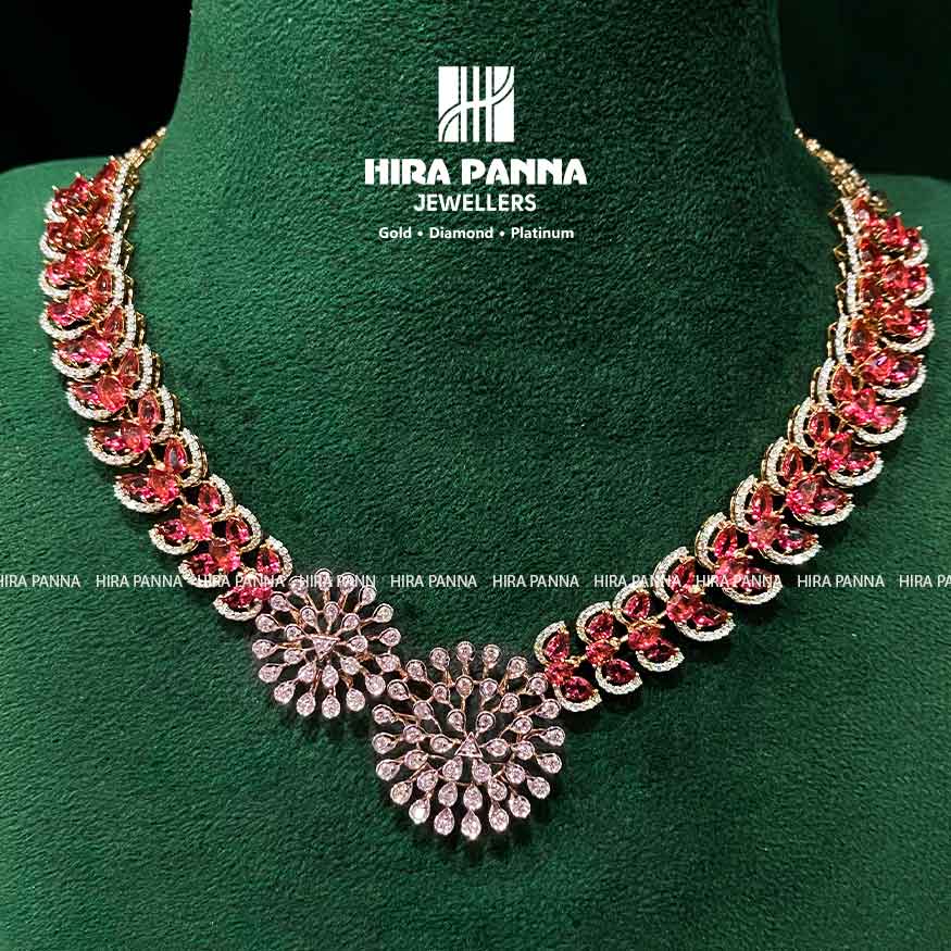 Fancy Tourmaline Stone Open Settings Diamond Neckwear