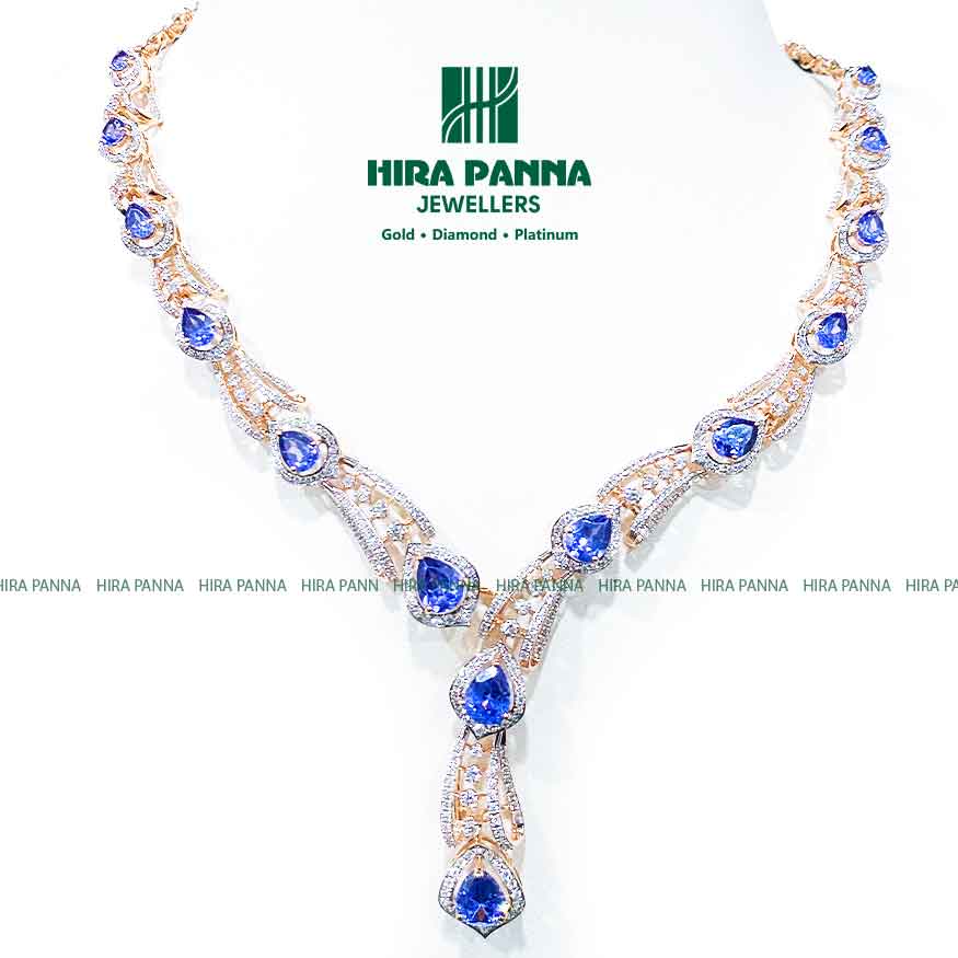 Fancy Royal Blue Stone Diamond Open Setting Neckwear