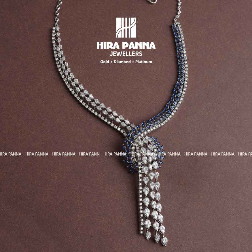 Fancy Royal Blue Stone Diamond Open Setting Neckwear