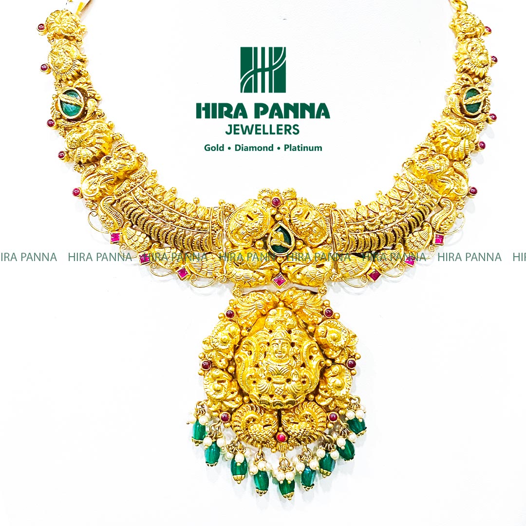 Antique Lakshmi Devi & Emerald Beads Neckwear