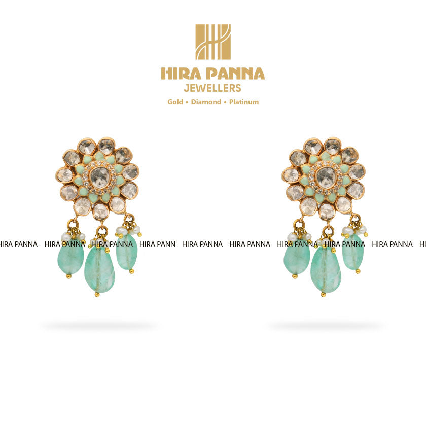 Green Beads Hanging Neckwear Set