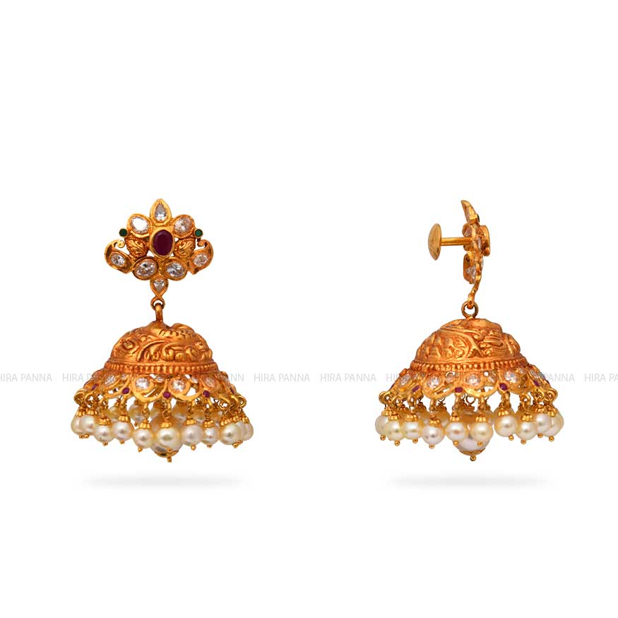 Gold Jhumka Earrings
