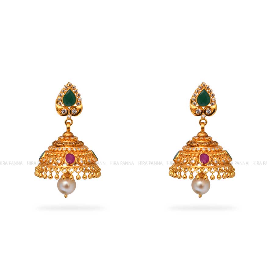 Gold Jhumka Earrings