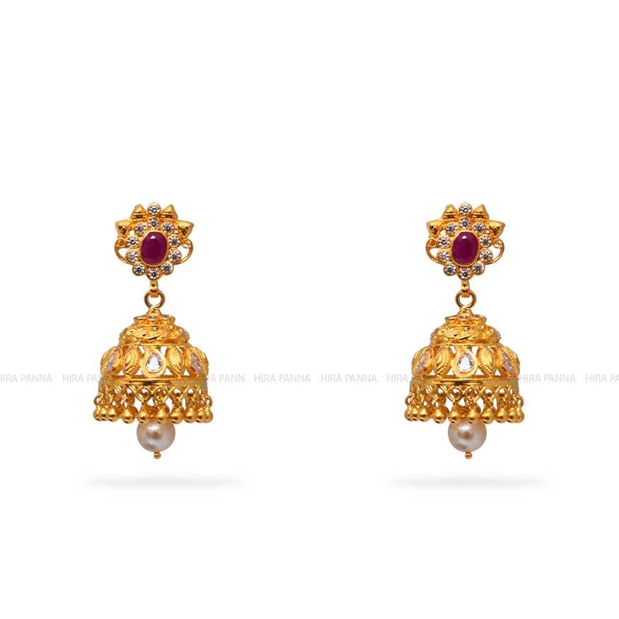 Gold Jhumka Earrings