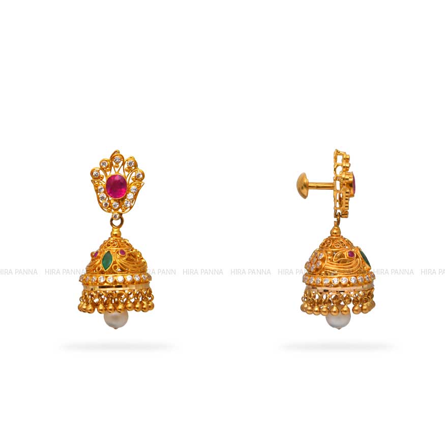 Gold Jhumka Earrings