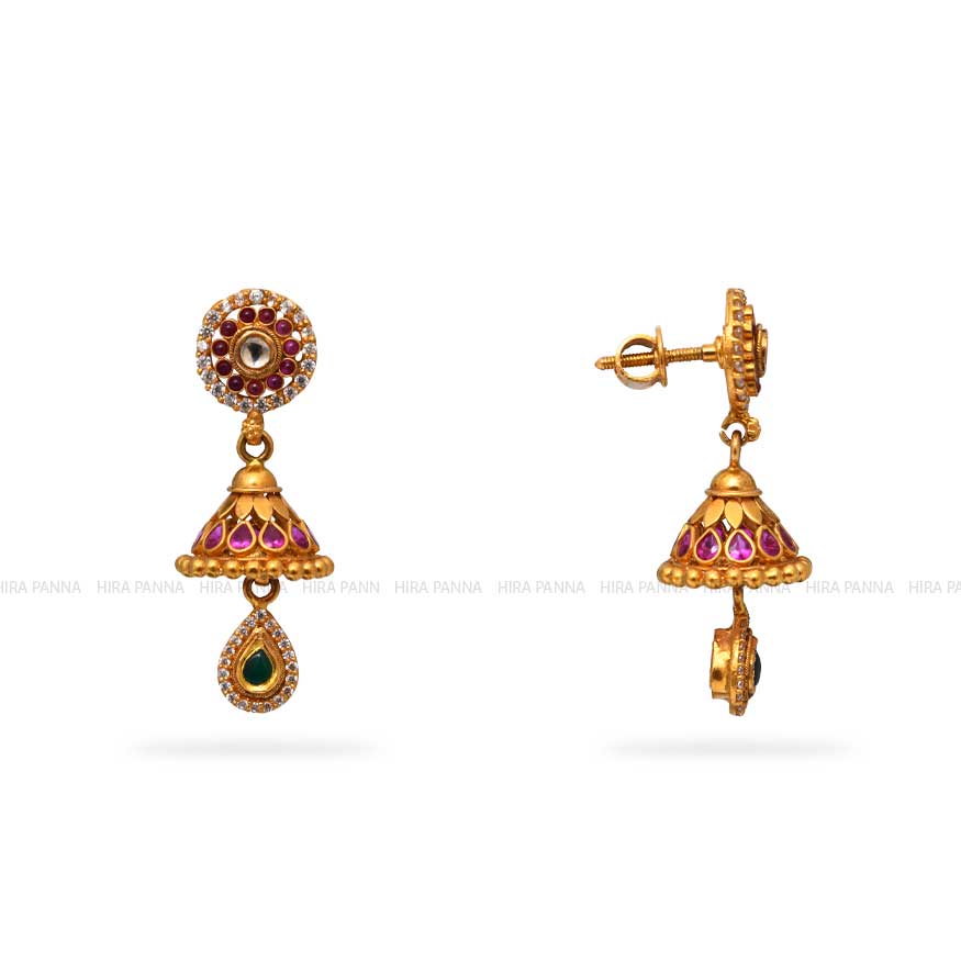 Gold Jhumka Earrings