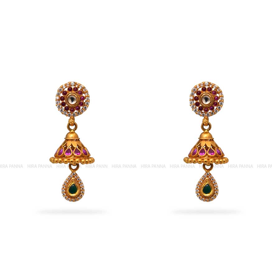 Gold Jhumka Earrings
