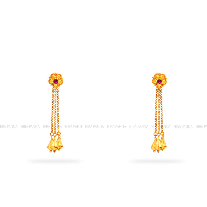 Gold 2 in 1 Hanging Earrings