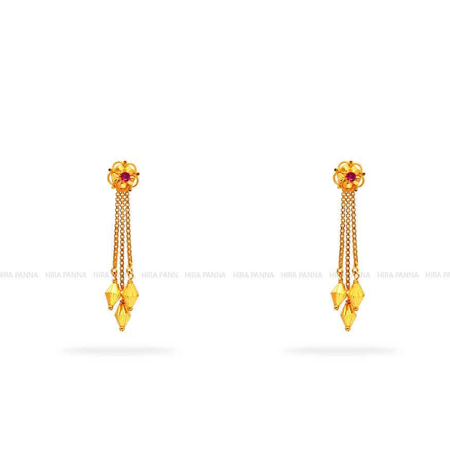 Gold 2 in 1 Hanging Earrings
