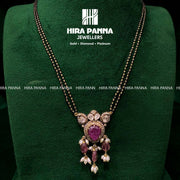 Fancy Victorian Ruby Black Beads Triple Cut Diamond Mala