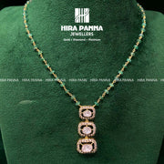 Fancy Emerald Beads Triple Cut Diamond Mala