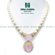 Fancy Morganite South Sea Triple Cut Diamond Neckwear Set