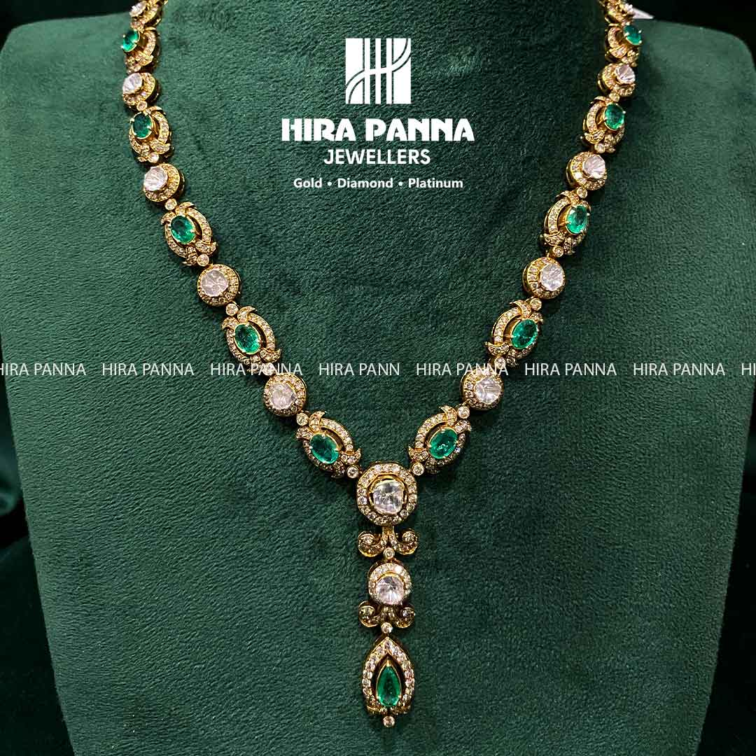 Victorian Single Line & Emerald Triple Cut Diamond Neckwear – Hirapanna ...