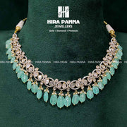 Fancy Russian Emerald Beads Triple Cut Diamond Neckwear