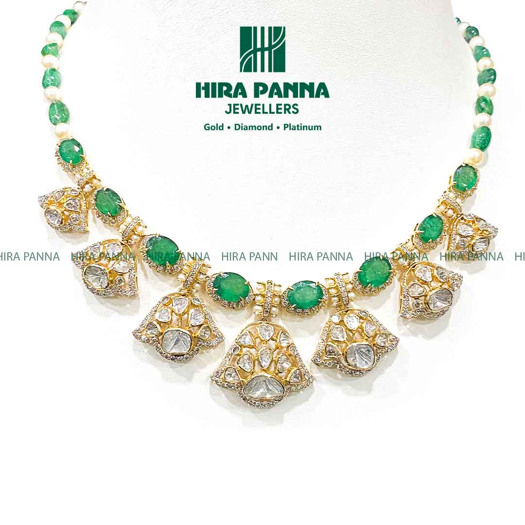 Fancy Emerald Triple Cut Diamond Neckwear