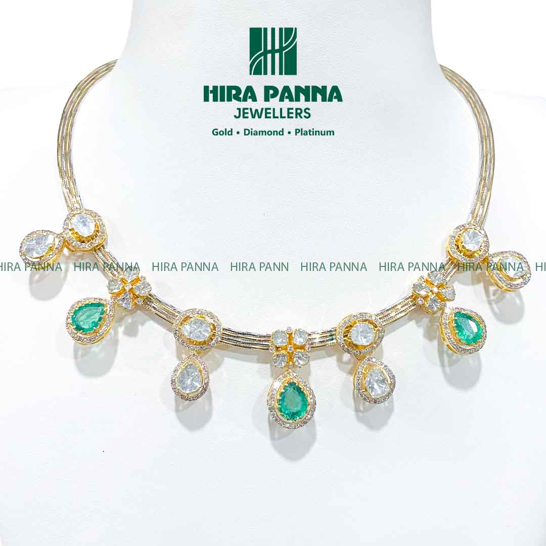 Fancy Kanti Emerald Triple Cut Diamond Neckwear