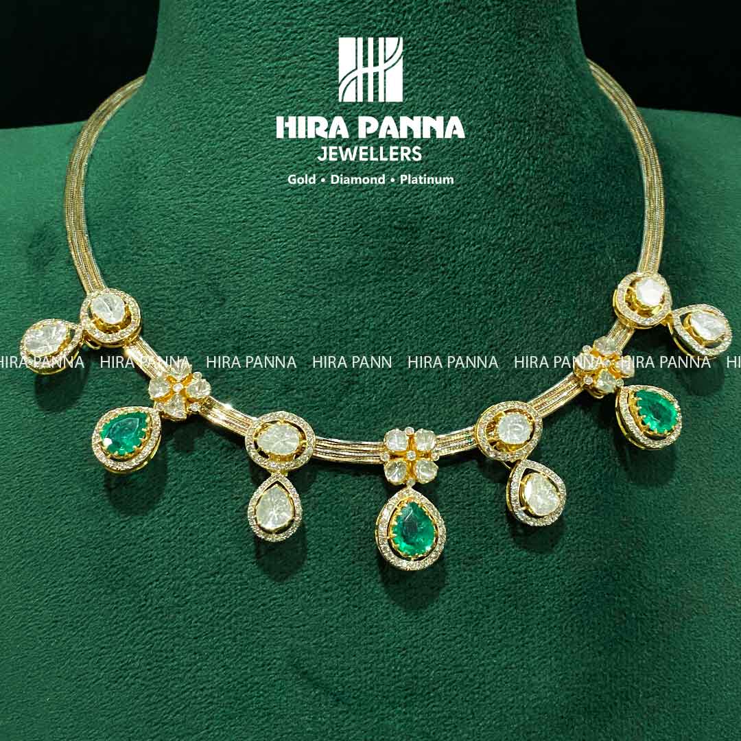 Fancy Kanti Emerald Triple Cut Diamond Neckwear