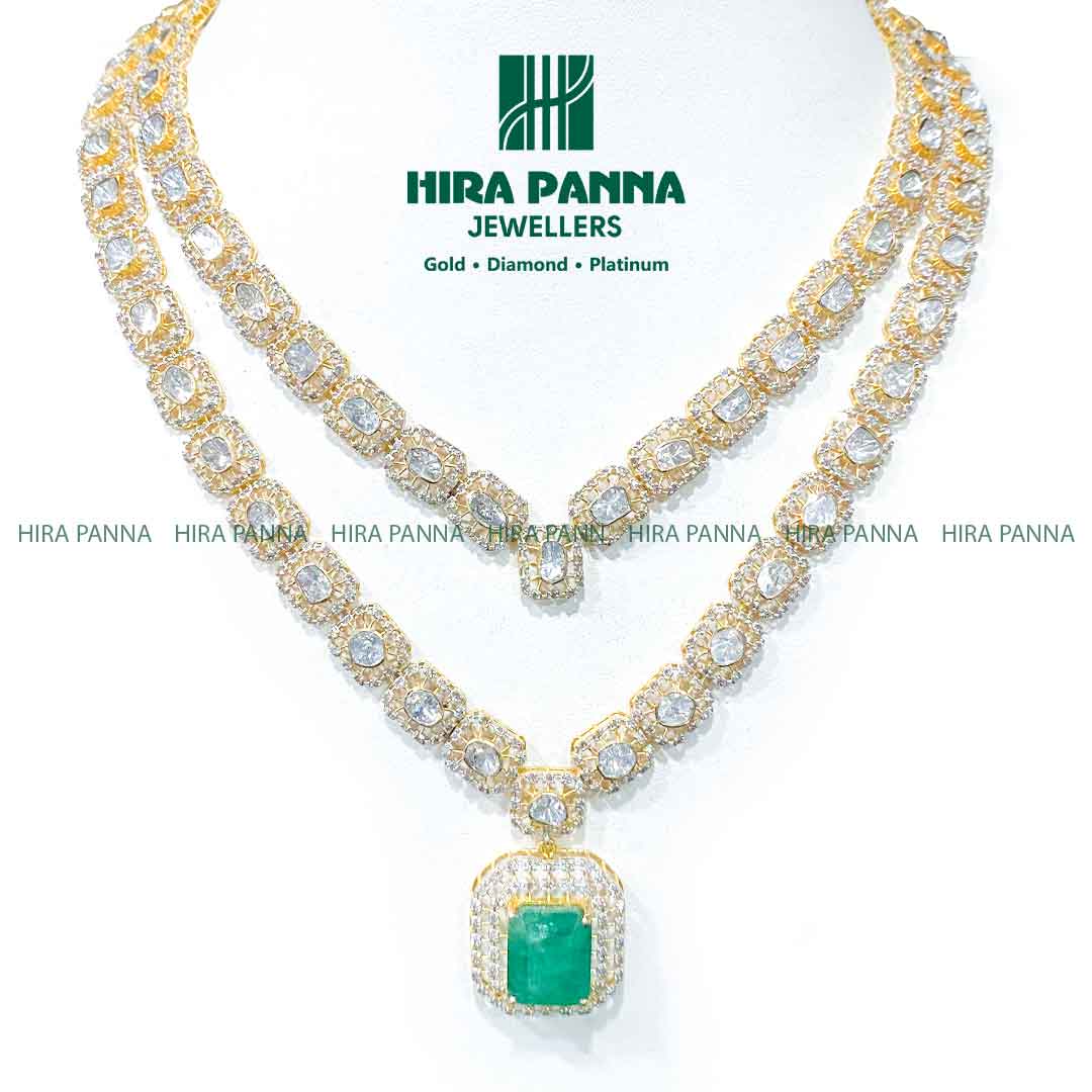 Fancy Double Lines Emerald Triple Cut Diamond Haram