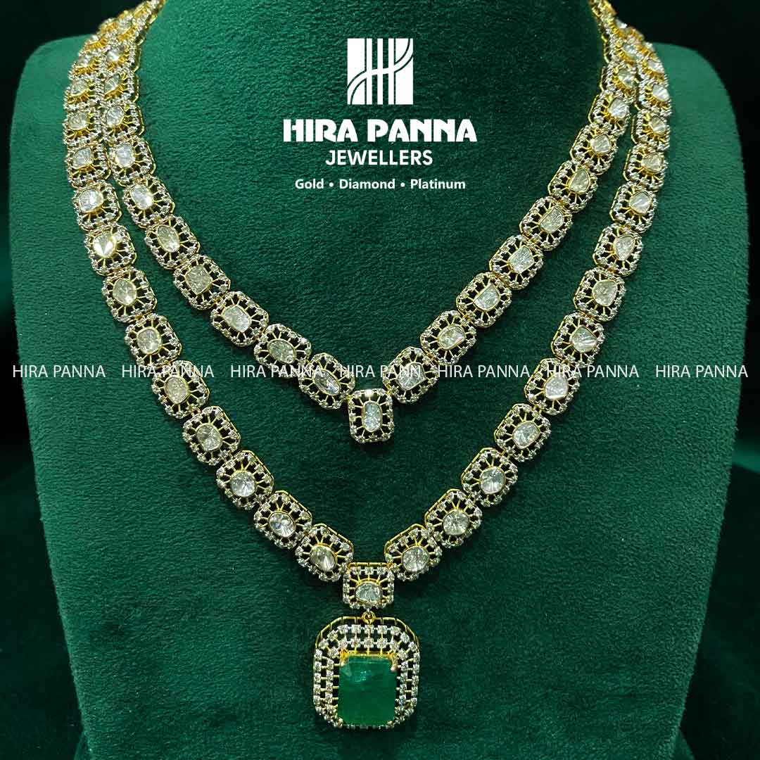 Fancy Double Lines Emerald Triple Cut Diamond Haram