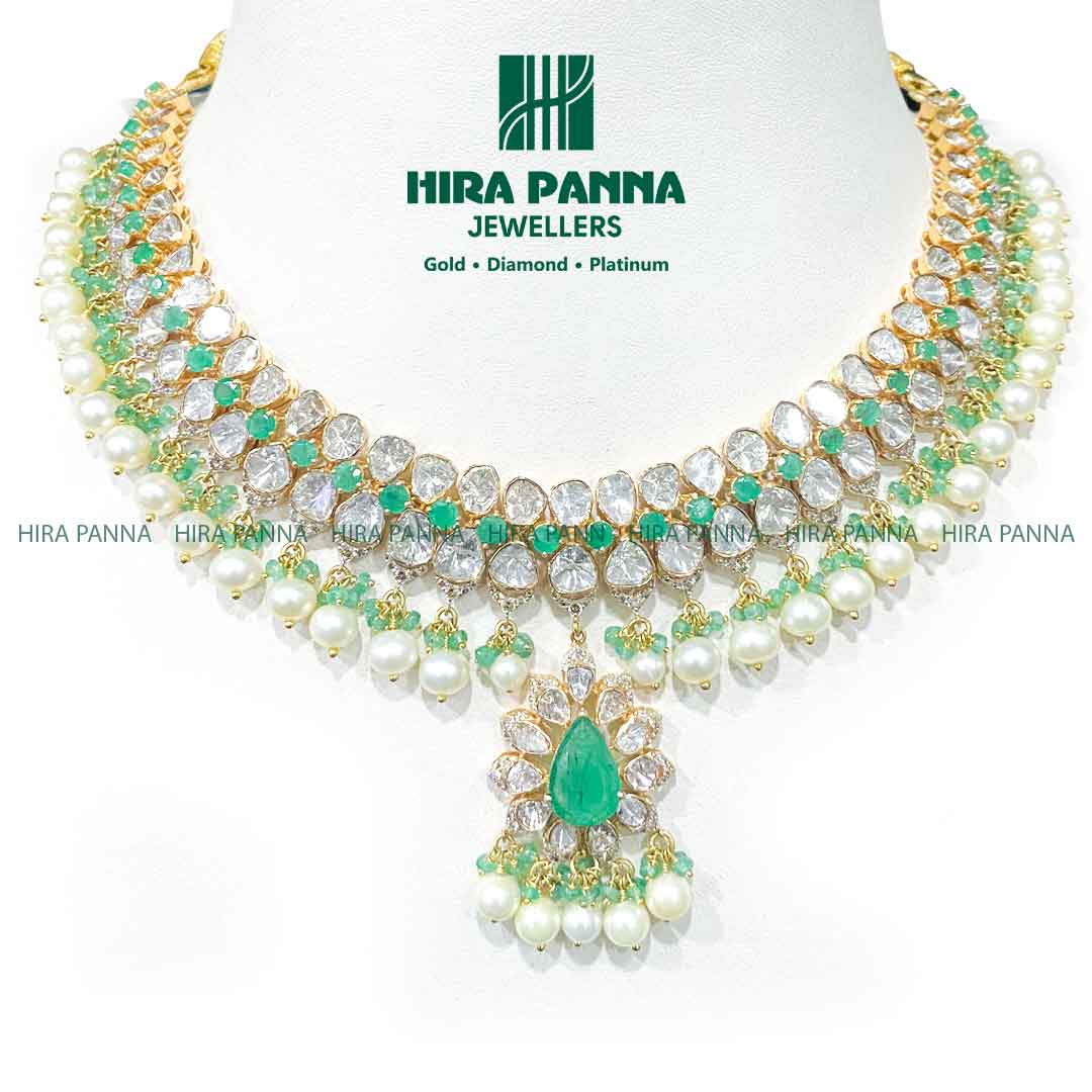 Fancy Emerald & SSP Triple Cut Diamond Neckwear