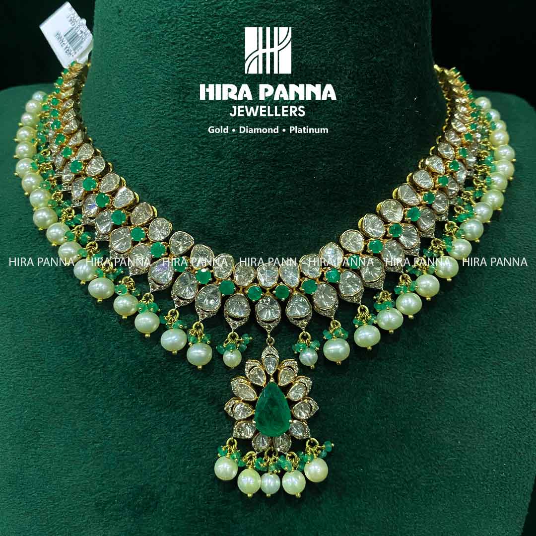 Fancy Emerald & SSP Triple Cut Diamond Neckwear