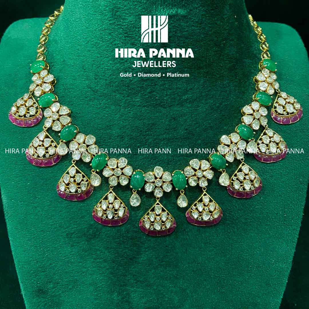 Fancy Ruby & Emerald Triple Cut Diamond Neckwear