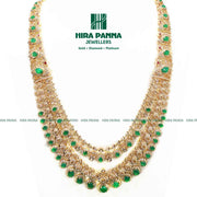 Open come Close Setting Peacock & Emerald Diamond Haram