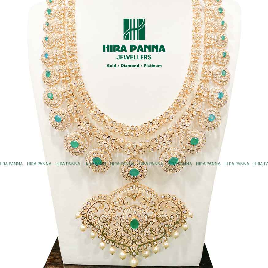 Open come Close Setting Butta Mala Peacock & R,E Diamond Haram