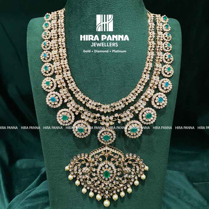 Open come Close Setting Butta Mala Peacock & R,E Diamond Haram