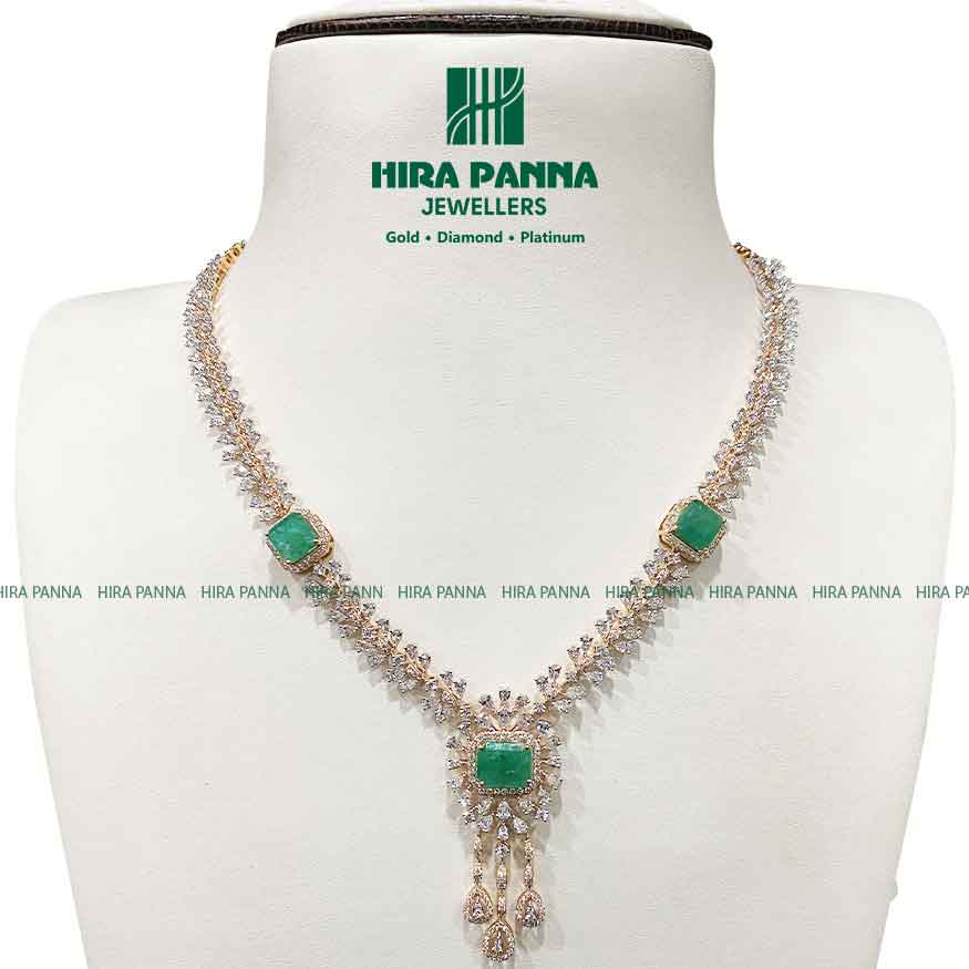 Fancy Open Setting Emerald Diamond Neckwear