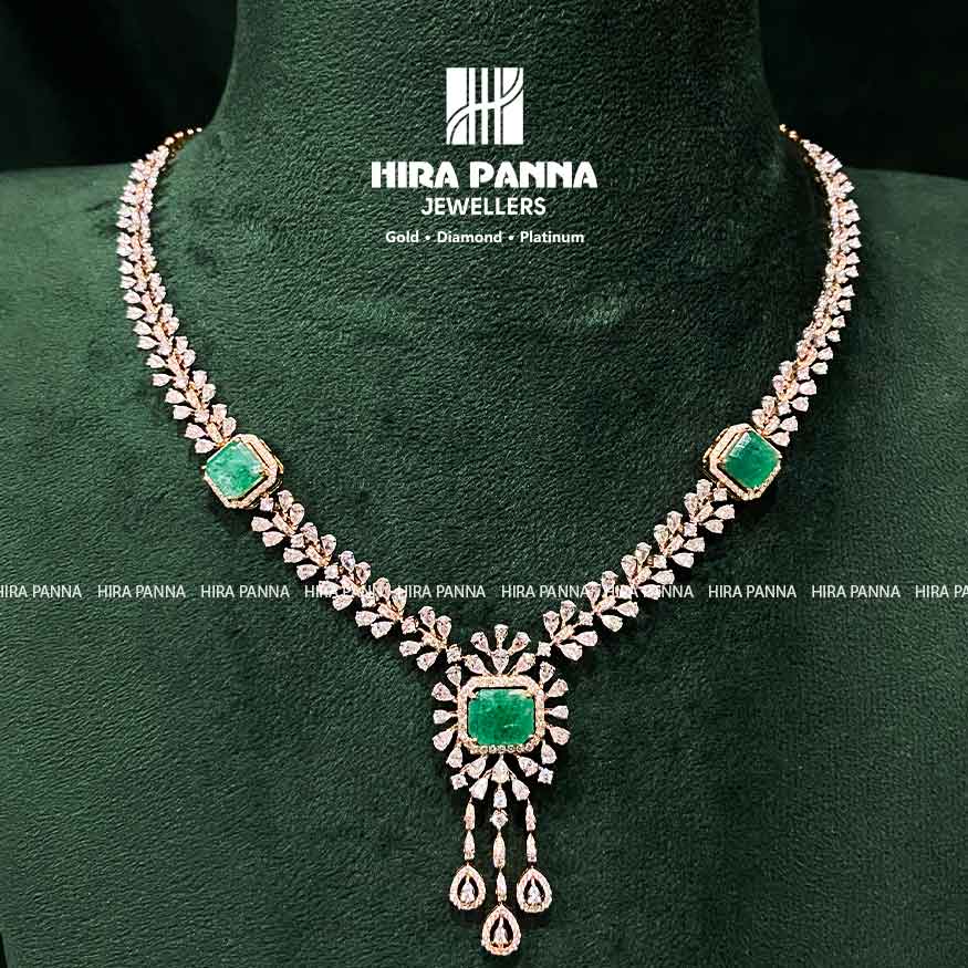 Fancy Open Setting Emerald Diamond Neckwear