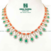 Fancy Coral & Emerald Open Setting Diamond Neckwear