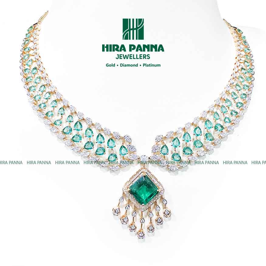 Premium Emerald Diamond Open Setting Neckwear