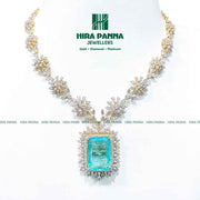 Fancy Russian Emerald Open Setting Diamond Neckwear