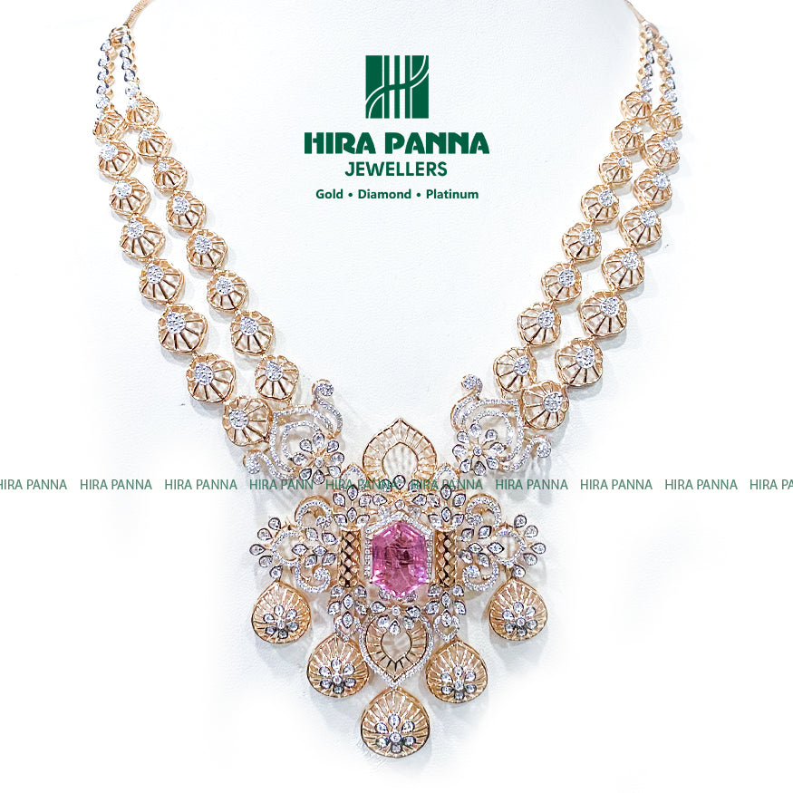 Fancy Tourmaline Stone Open Settings Diamond Neckwear