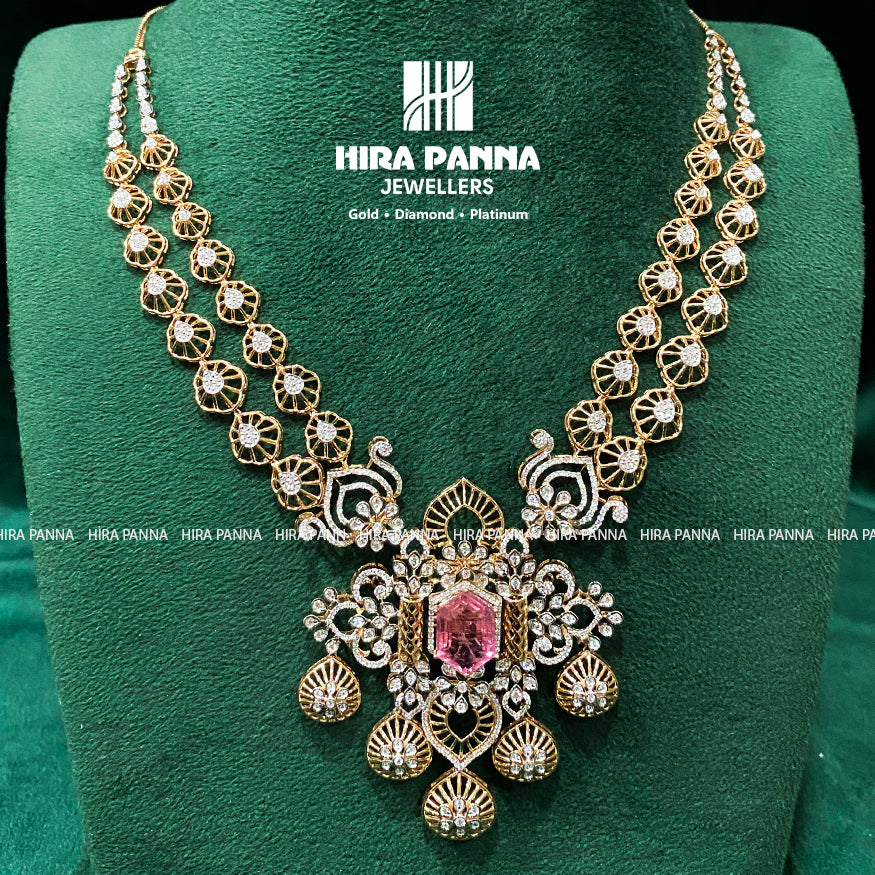 Fancy Tourmaline Stone Open Settings Diamond Neckwear