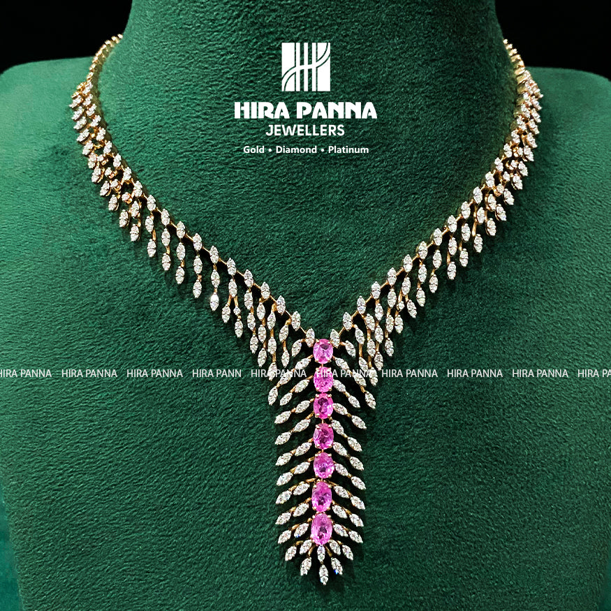 Fancy Tourmaline Stone Open Settings Diamond Neckwear