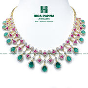 Fancy Ruby & Emerald Open Settings Diamond Neckwear