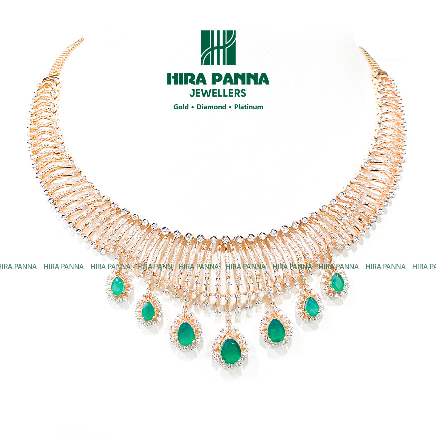 Fancy Emerald Open Setting Diamond Neckwear