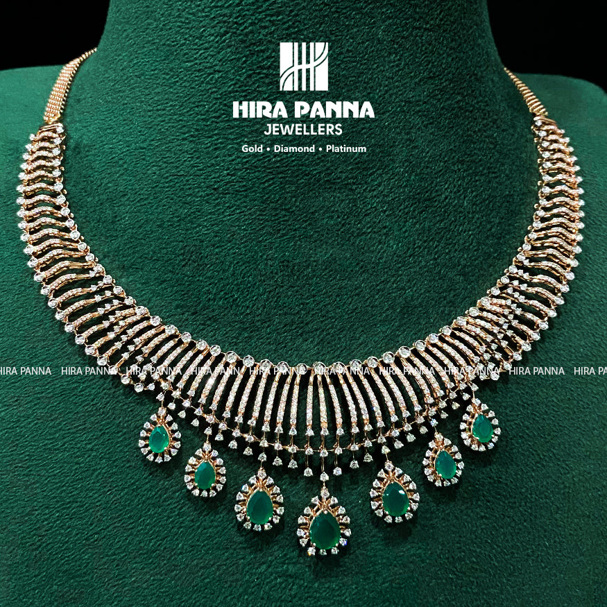 Fancy Emerald Open Setting Diamond Neckwear