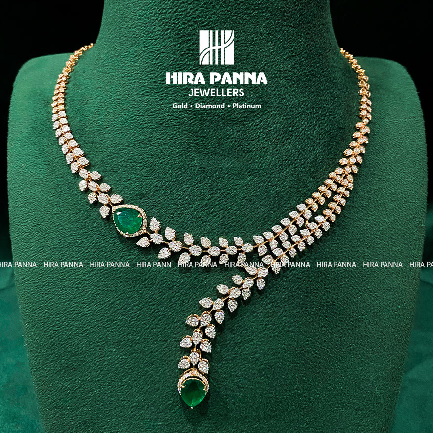 Fancy Emerald Open Setting Diamond Neckwear