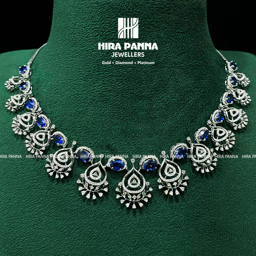 Fancy Blue Open Setting Diamond Neckwear