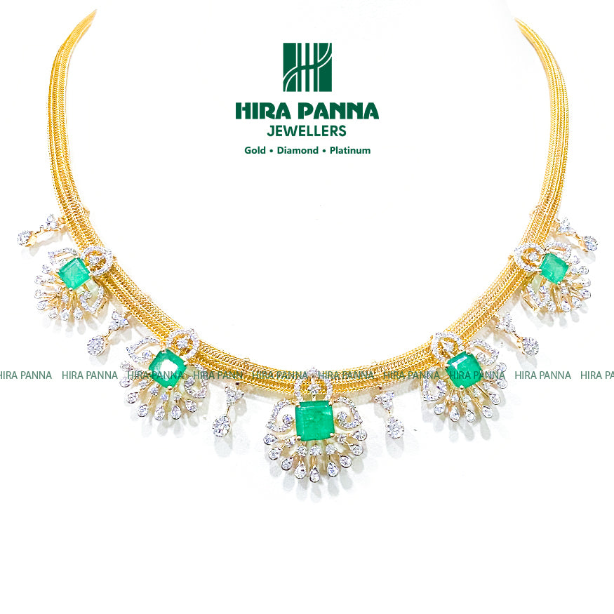 Fancy Emerald Open Setting Diamond Neckwear