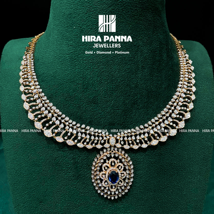 Fancy Blue Open Setting Diamond Neckwear