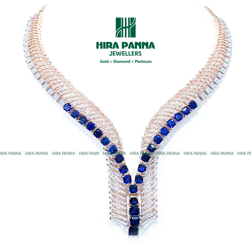 Fancy Blue Open Setting Diamond Neckwear