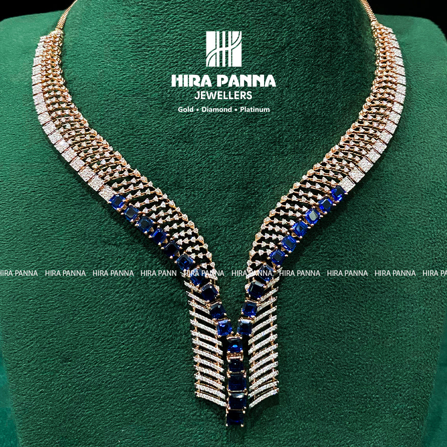Fancy Blue Open Setting Diamond Neckwear