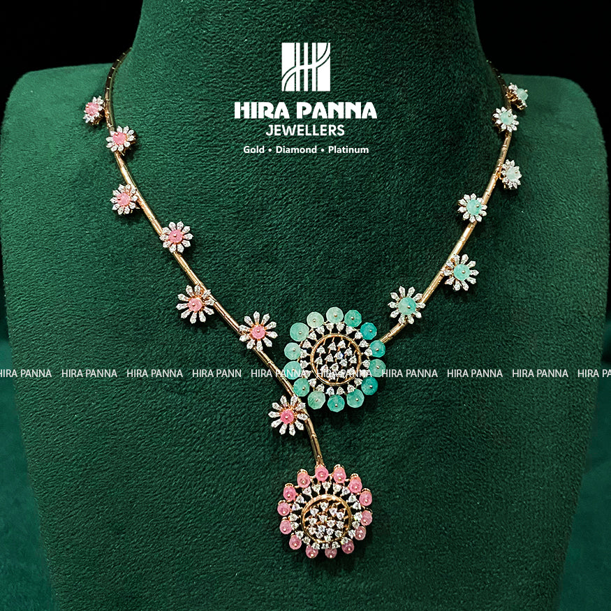Fancy Ruby & Emerald Open Settings Diamond Neckwear